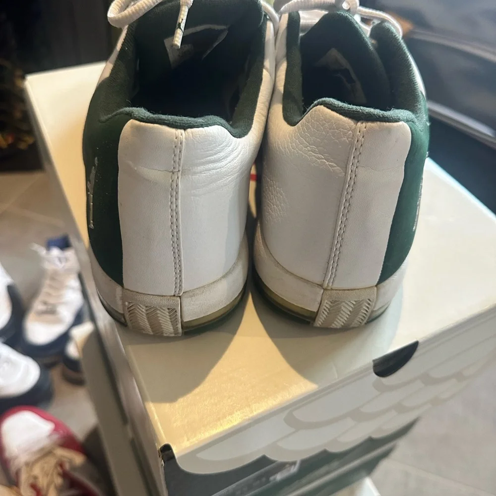 Air Jordan Team 2005 White Green Leather Sneakers Mens Size 11 310071-108